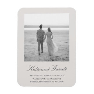 Elegant Simple Grey Photo Save the Date Magneet