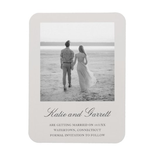 Elegant Simple Grey Photo Save the Date Magneet (Verticaal)