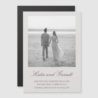 Elegant Simple Grey Photo Save the Date Magnetische Uitnodiging