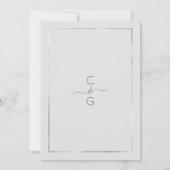 Elegant Simple Grey Silver Geo Border Wedding Kaart (Achterkant)