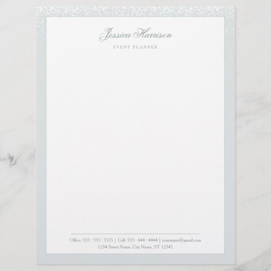 Elegant Simple Grey White Confetti Professional Briefhoofd (Voorkant)