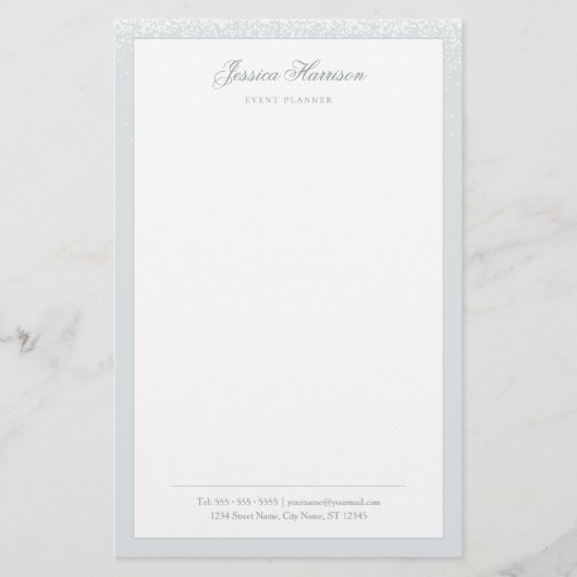 Elegant Simple Grey White Confetti Professional Briefpapier (Voorkant)