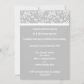 Elegant & Simple Grey White Lace Wedding Kaart (Voorkant)