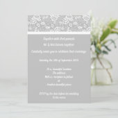 Elegant & Simple Grey White Lace Wedding Kaart (Staand voorkant)
