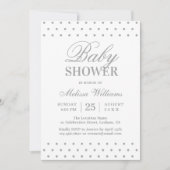Elegant Simple Grey White Stippen Script Baby show Kaart (Voorkant)
