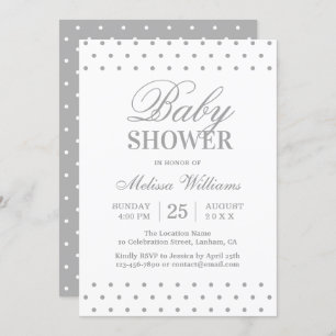 Elegant Simple Grey White Stippen Script Baby show Kaart