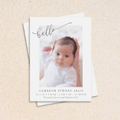 Elegant Simple Hallo Baby Photo Birth Aankondiging