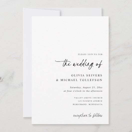 Elegant Simple Handwriting All in One Wedding Kaart (Voorkant)