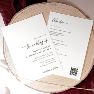 Elegant Simple Handwriting All in One Wedding Kaart