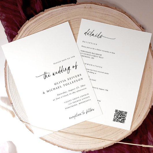 Elegant Simple Handwriting All in One Wedding Kaart