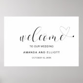 Elegant Simple Heart Modern Welcome Wedding Poster (Voorkant)