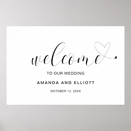 Elegant Simple Heart Modern Welcome Wedding Poster (Voorkant)