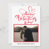 Elegant Simple Hearts Happy Valentine's Day Photo Feestdagenkaart (Voorkant)