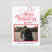 Elegant Simple Hearts Happy Valentine's Day Photo Feestdagenkaart (Staand voorkant)