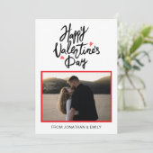 Elegant Simple Hearts Happy Valentine's Day Photo Feestdagenkaart (Staand voorkant)