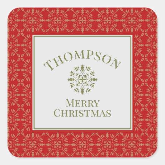 Elegant Simple Holiday Snowflake Classic Patroon Vierkante Sticker (Voorkant)