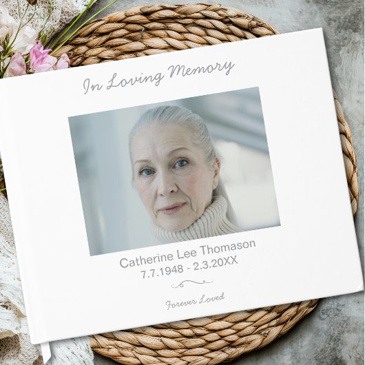Elegant Simple In Loving Memory Funeral Guest Book Gastenboek