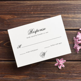 Elegant Simple Initiaal Wedding RSVP-Kaart RSVP Kaartje