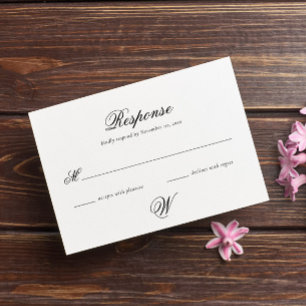 Elegant Simple Initiaal Wedding RSVP-Kaart RSVP Kaartje
