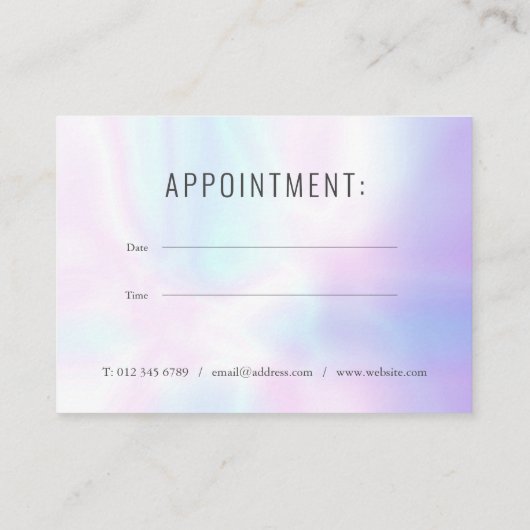 Elegant Simple Iridescent Appointkaart Afsprakenkaartje (Achterkant)