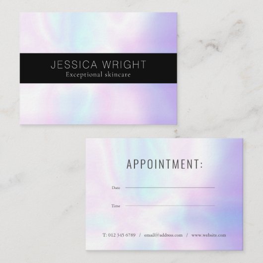 Elegant Simple Iridescent Appointkaart Afsprakenkaartje (Voorkant / Achterkant)