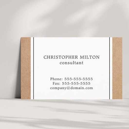 Elegant Simple Kraft Paper & White Consultant Visitekaartje