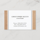 Elegant Simple Kraft Paper & White Consultant Visitekaartje (Voorkant)