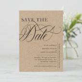 Elegant Simple Kraft Texture Photo Wedding Save The Date (Staand voorkant)