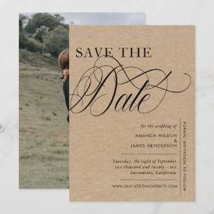 Elegant Simple Kraft Texture Photo Wedding Save The Date