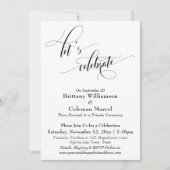 Elegant Simple Let's vieren Black en White Inv Kaart (Voorkant)