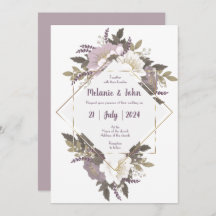 Elegant & Simple Lila flower Wedding Invite