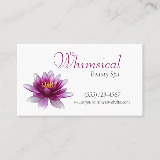 Elegant Simple Lotus Flower Beauty Spa Visitekaartje (Voorkant)