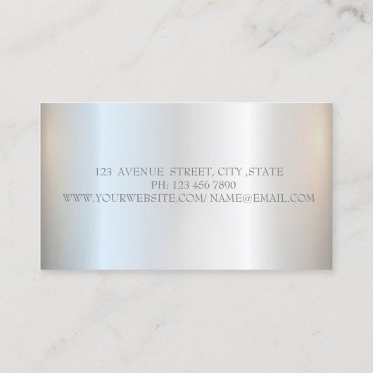 Elegant Simple Lotus Silver Metallic Visitekaartje (Achterkant)