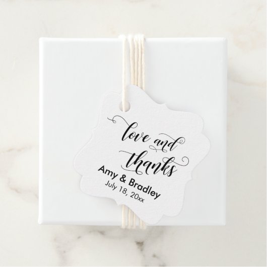 Elegant, Simple Love and Bedankt Wedding Bedankjes Labels (In situ)