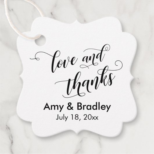Elegant, Simple Love and Bedankt Wedding Bedankjes Labels (Voorkant)