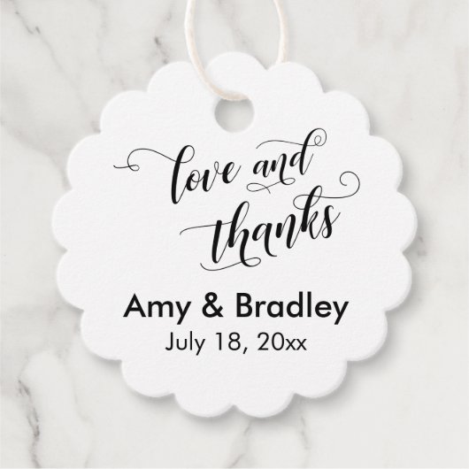 Elegant, Simple Love and Bedankt Wedding Bedankjes Labels (Voorkant)