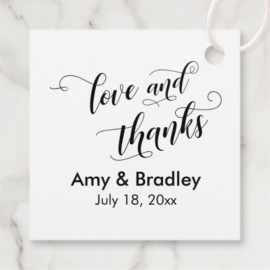 Elegant, Simple Love and Bedankt Wedding Bedankjes Labels (Achterkant)