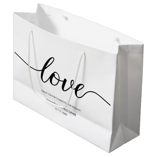 Elegant Simple Love Script Weddenschap, aangepast Groot Cadeauzakje (Voorkant Gekanteld)
