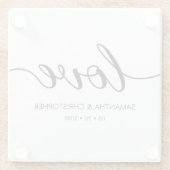 Elegant Simple Love Script Weddenschap op maat Glazen Onderzetter (Achterkant)