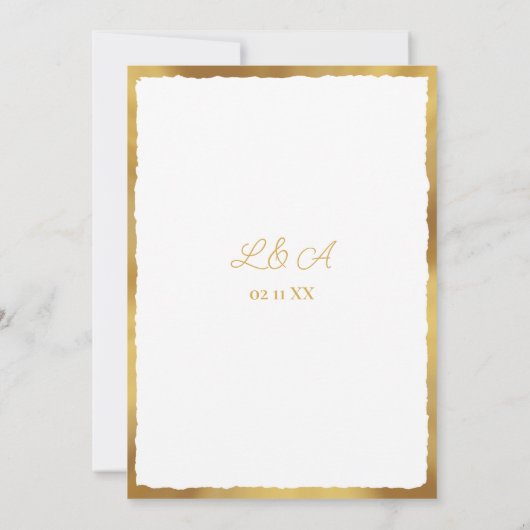 Elegant Simple Luxe Gold Edge Wedding Uitnodiging (Achterkant)