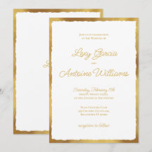 Elegant Simple Luxe Gold Edge Wedding Uitnodiging