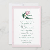 Elegant Simple Magnolia Flower Dusty Pink Wedding Kaart (Voorkant)