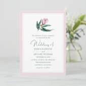 Elegant Simple Magnolia Flower Dusty Pink Wedding Kaart (Staand voorkant)