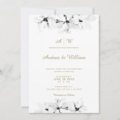 Elegant Simple Magnolia Gold Floral Chic Wedding Kaart (Voorkant)