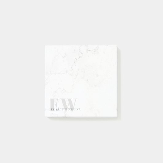 Elegant Simple Marble Stone Grey Name Monogram Post-it® Notes (Voorkant)