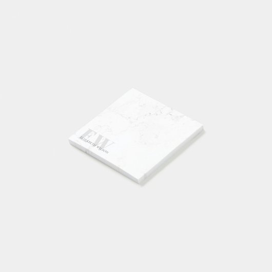 Elegant Simple Marble Stone Grey Name Monogram Post-it® Notes (Schuin)