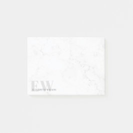Elegant Simple Marble Stone Grey Name Monogram Post-it® Notes