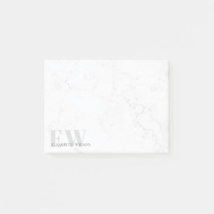 Elegant Simple Marble Stone Grey Name Monogram Post-it® Notes
