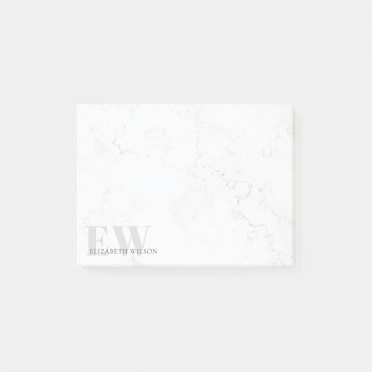Elegant Simple Marble Stone Grey Name Monogram Post-it® Notes (Voorkant)