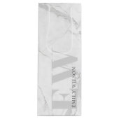 Elegant Simple Marble Stone Grey Name Monogram Wijn Cadeautas (Voorkant)